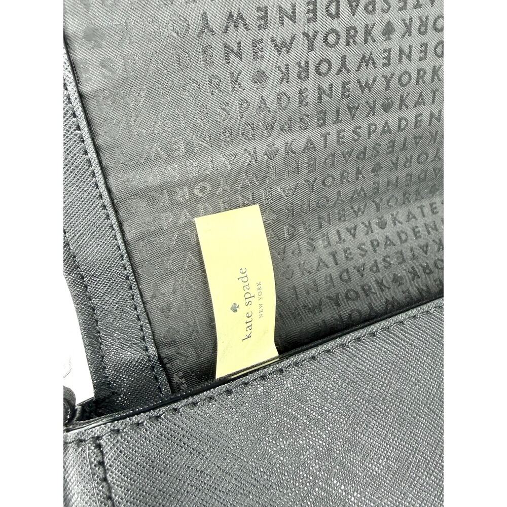 Kate Spade New York Black Saffiano Leather Flap Crossbody Shoulder Bag Purse - Picture 6 of 8